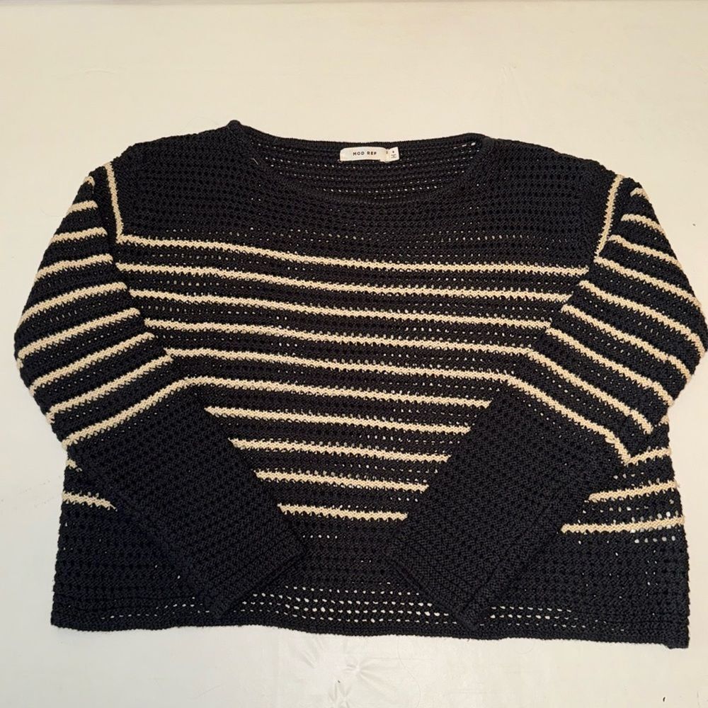 Women’s Mod Ref Open Weave Striped Sweater, Size Small